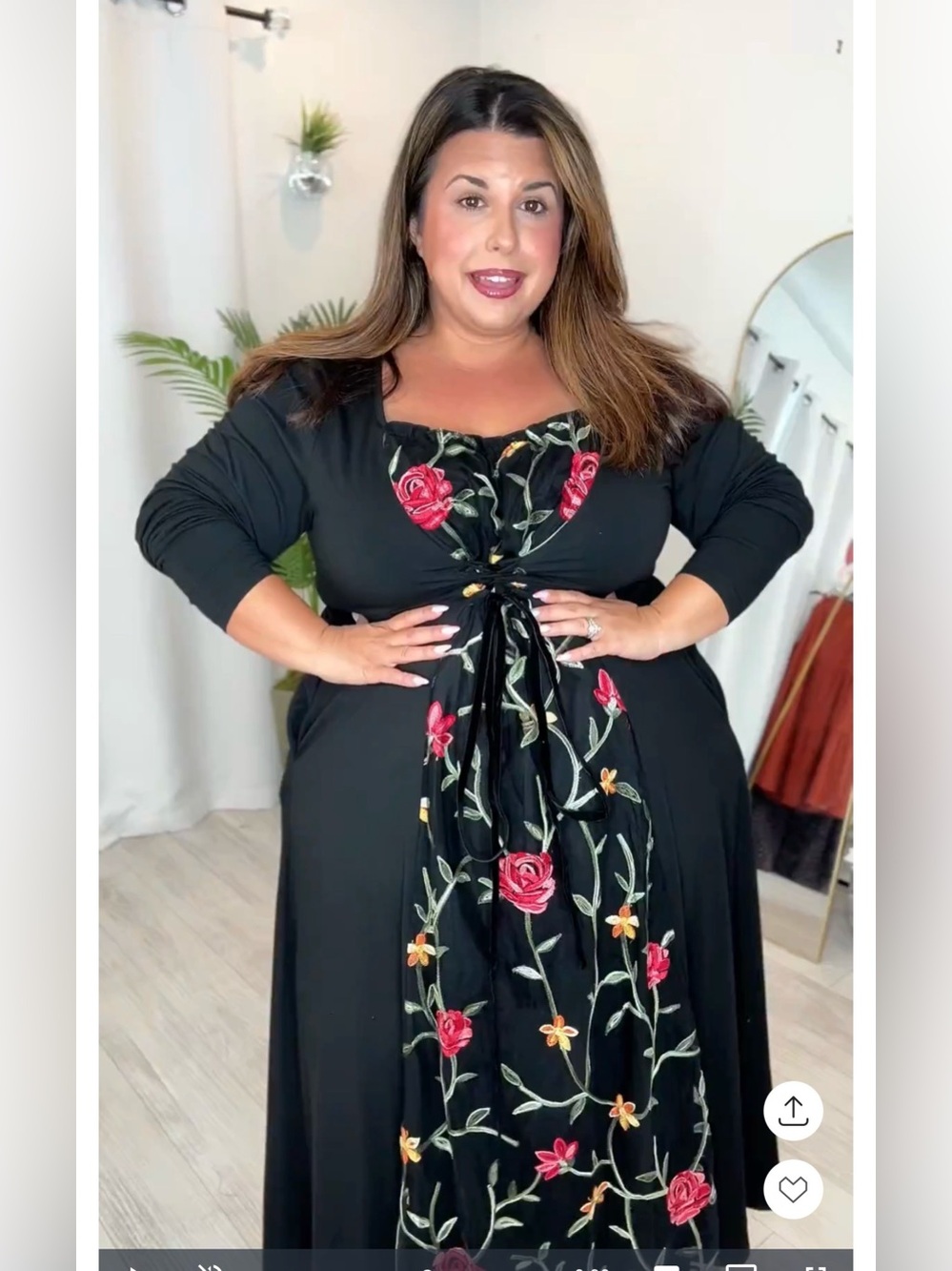 Plus Black Floral Tie-Front Maxi Dress